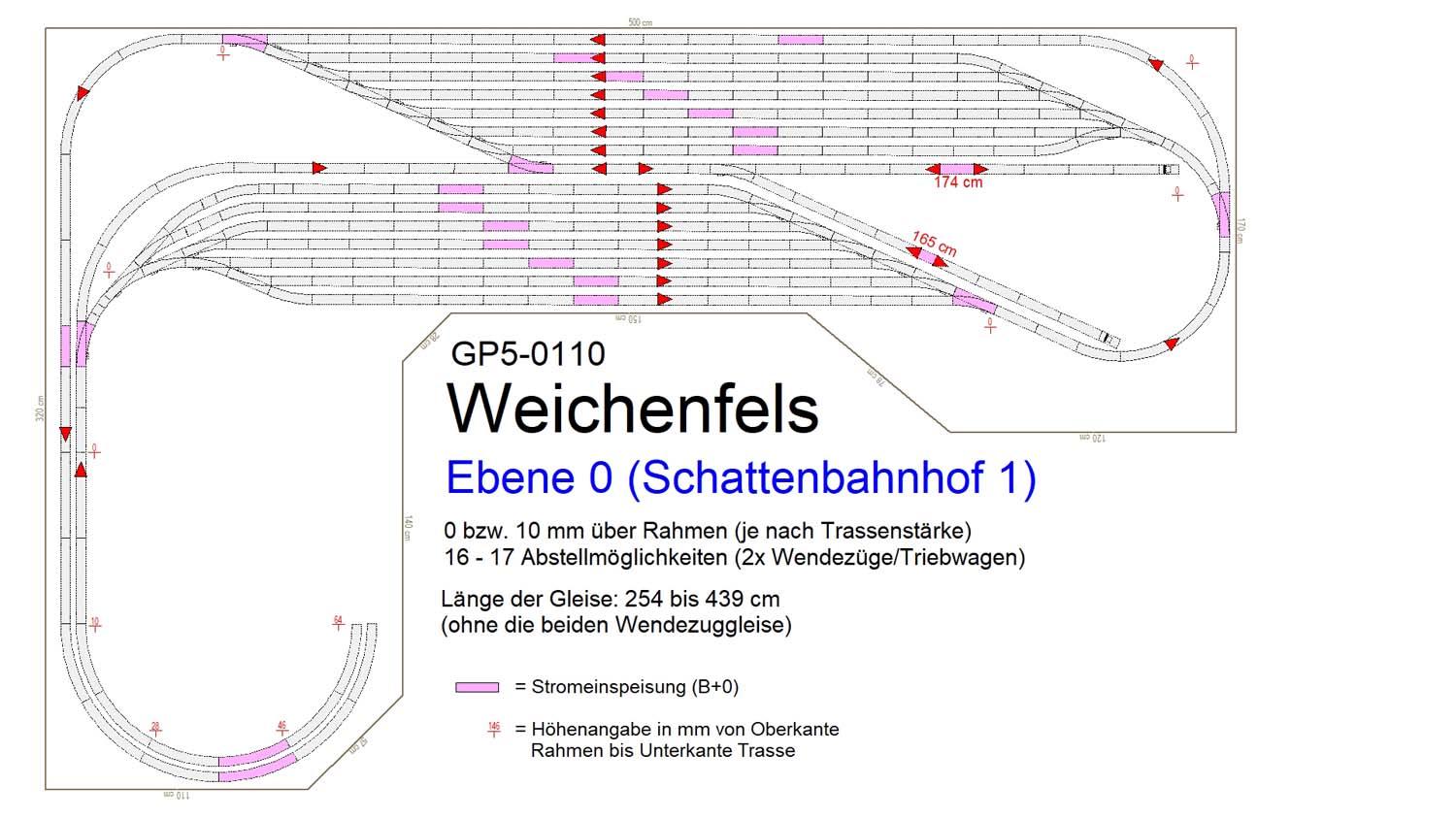 GP5-0110 C-Gleisplan Weichenfels 500x320 (L-Form)