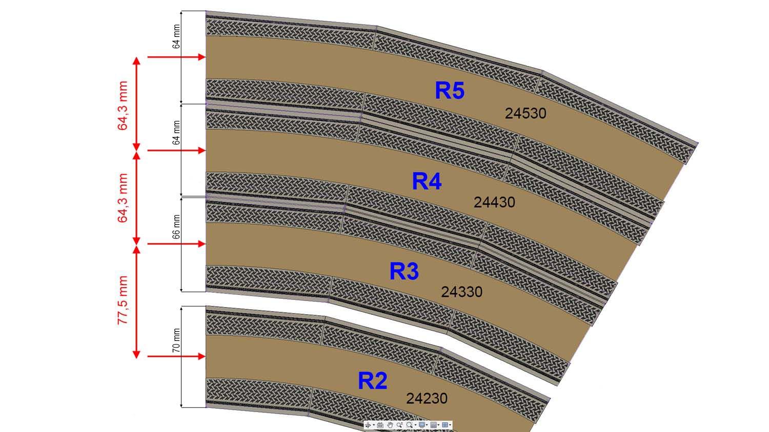 651530 Blechträgerbrücke gebogen R5, 30° (64)