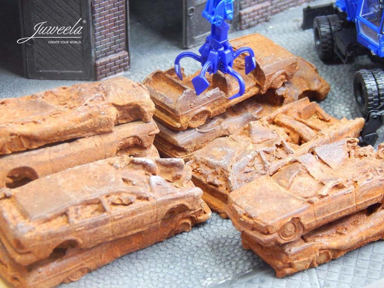 Juweela 28168 Schrottautos (BRD) rostig Echtrost, 6x