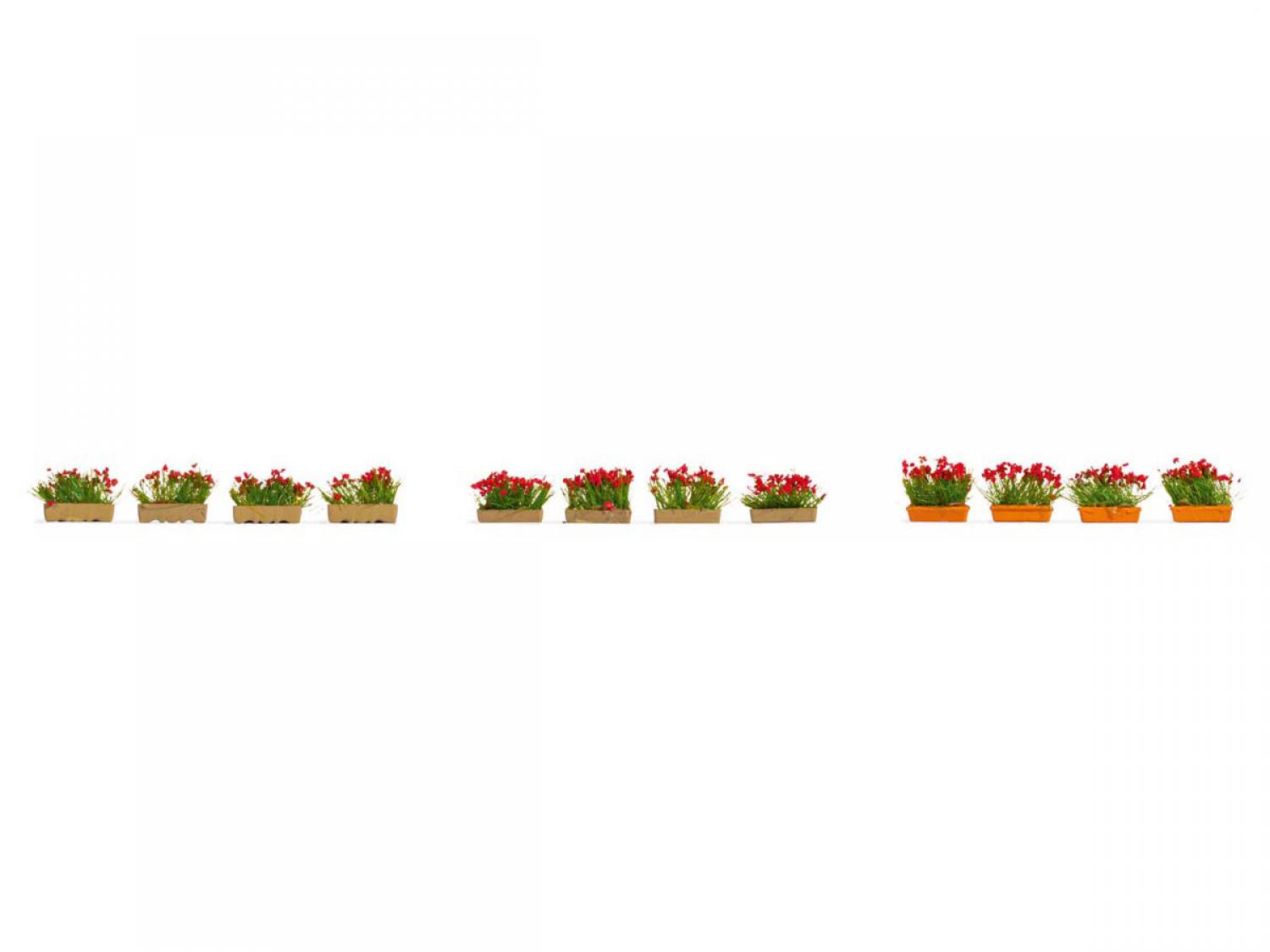 Noch 14010 H0 Blumenkästen blühend rot
