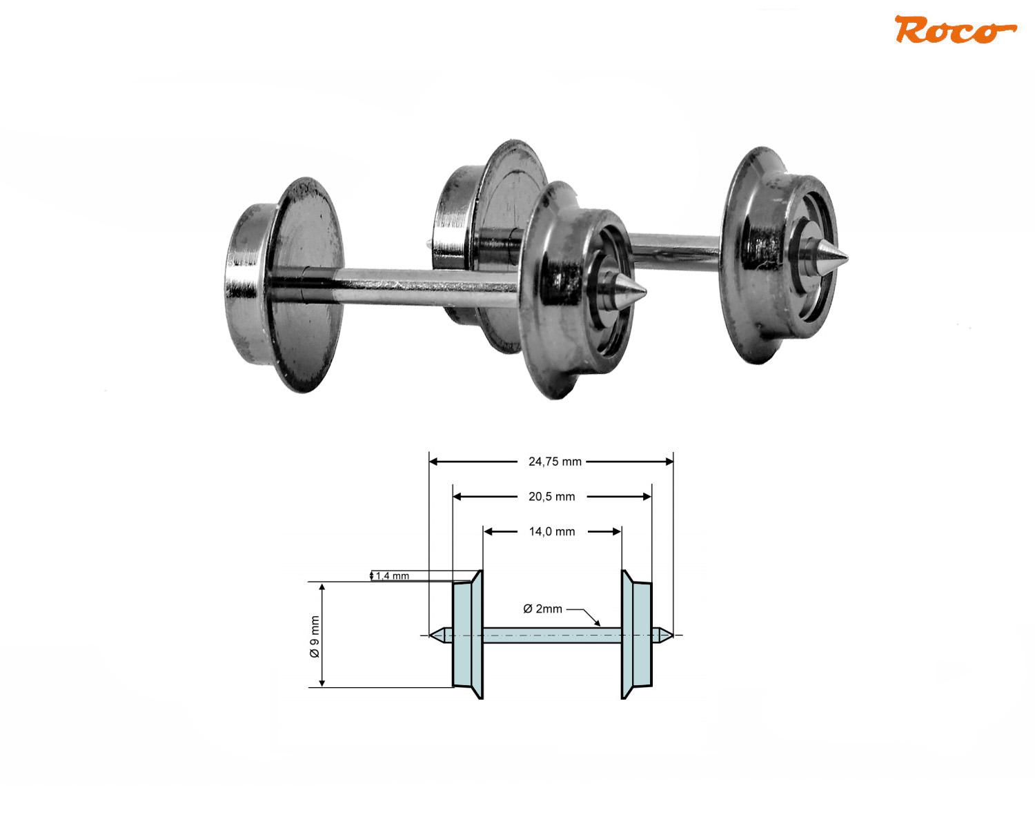 Roco 40195 Radsatz H0 AC 9mm (2 Stück)