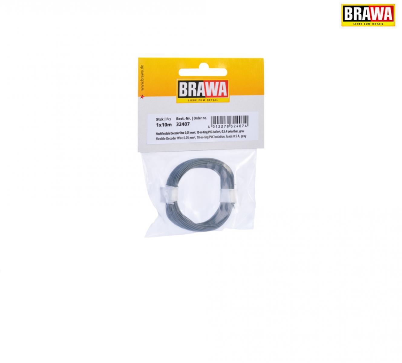 BRAWA 32407 Decoderlitze 0,05mm² 10m gr