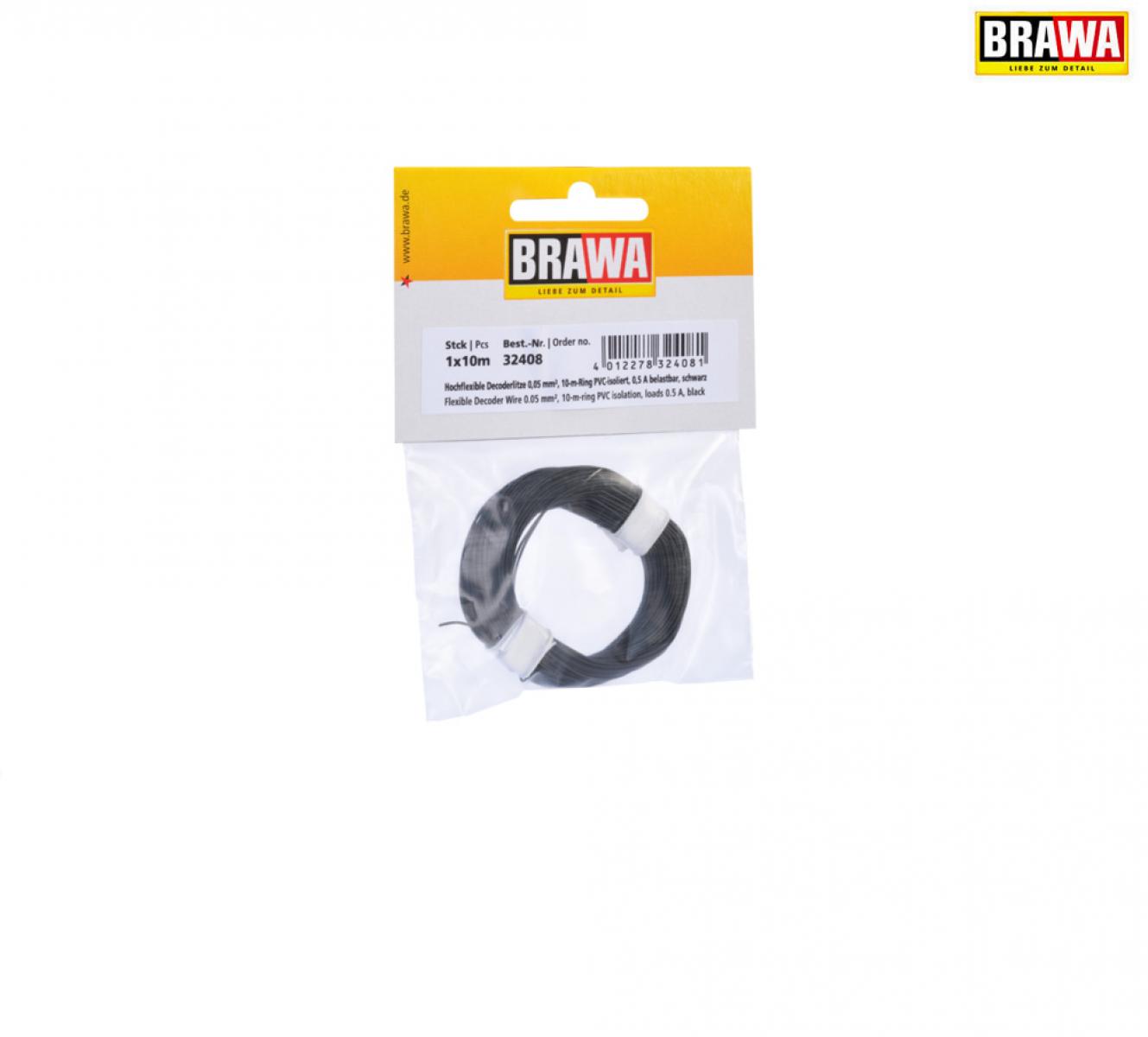 BRAWA 32408 Decoderlitze 0,05mm² 10m sw