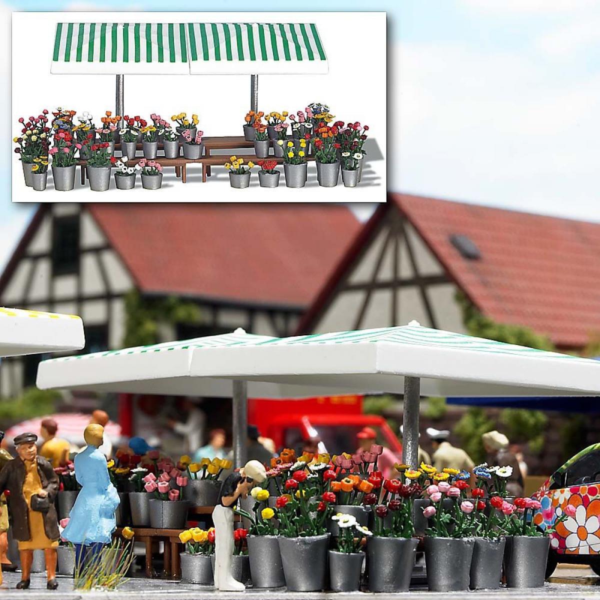 Busch 1072 Marktstand Blumen H0 (über 200 Blumen)