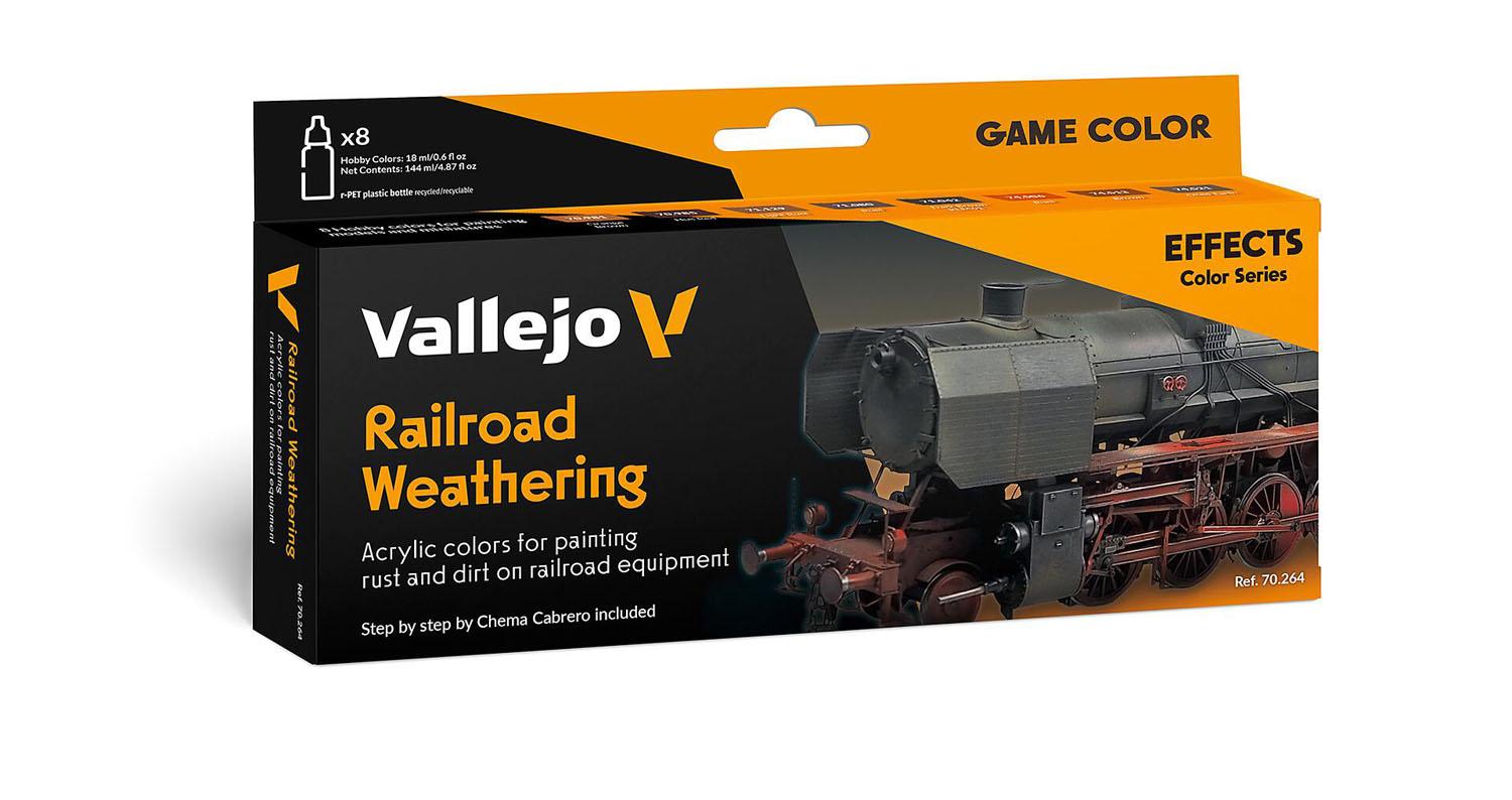 Vallejo 770264 Farb-Set Eisenbahn-Alterung, 8 x 18 ml