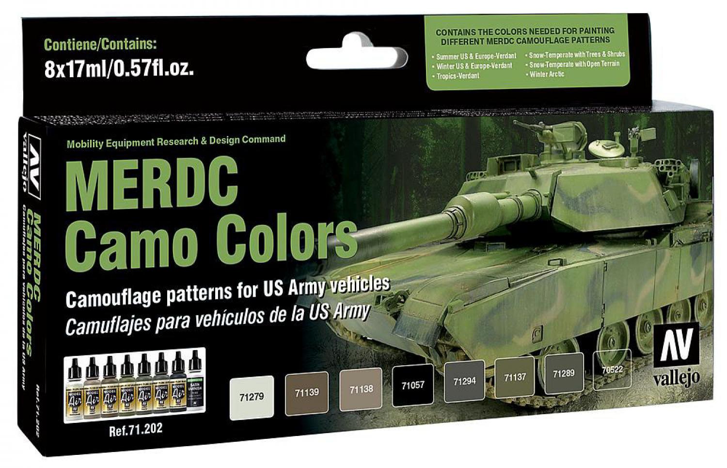Vallejo 771202 Farb-Set, US Army MERDC Tarnu