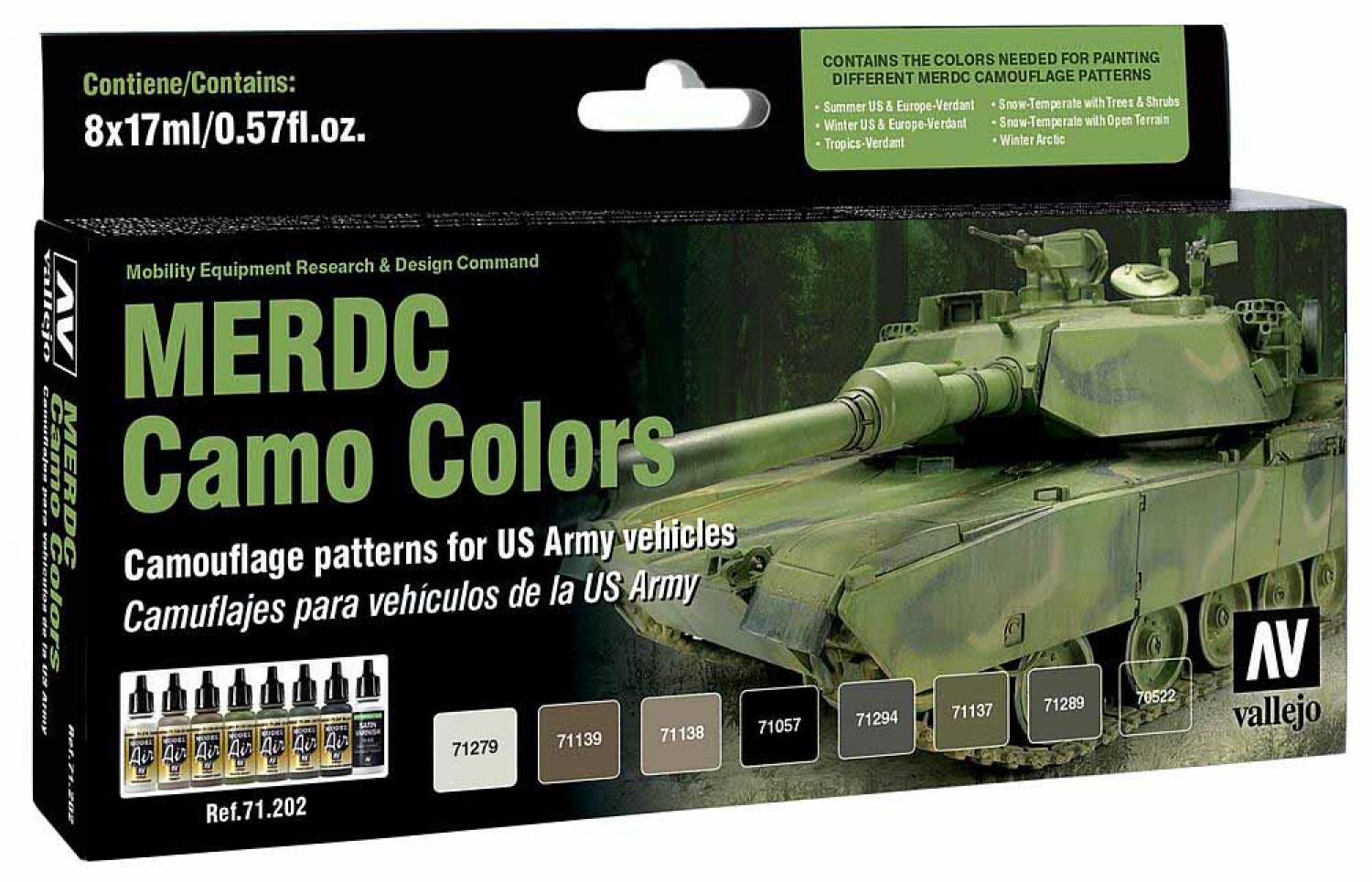 Vallejo 771202 Farb-Set, US Army MERDC Tarnu