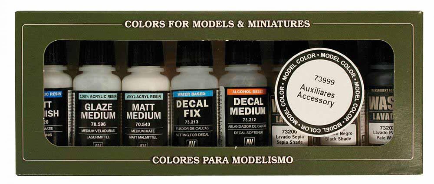 Vallejo 773999 Farb-Set, Hilfsmittel-Set, 8 x 17 ml