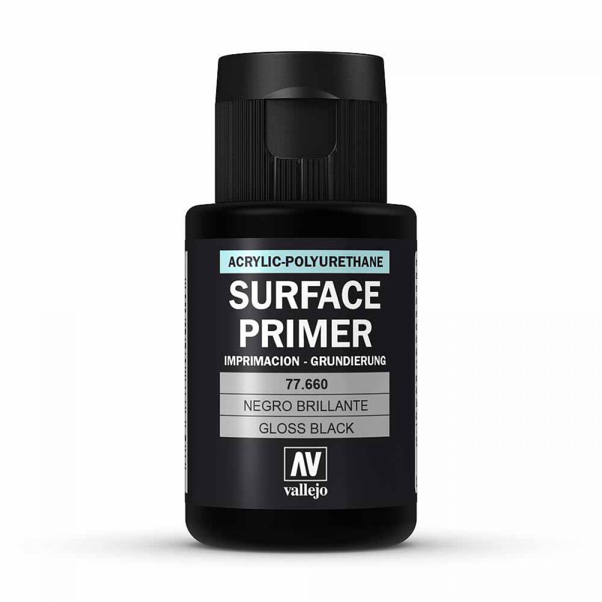 Vallejo 777660 Grundierung, schwarz, glänzend, 32 ml