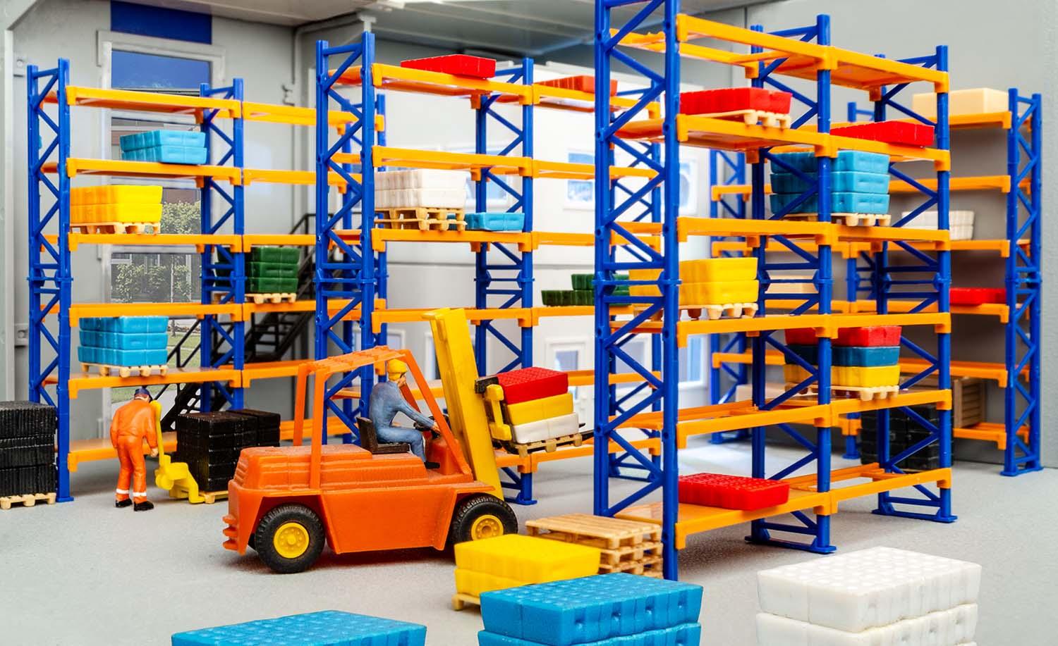 Kibri 38613 H0 Deko-Set Paletten-Regalsys, 4 St.