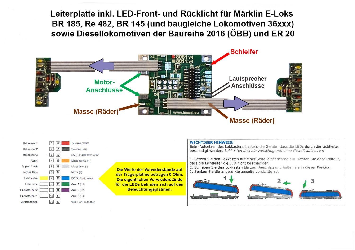 Lüssi 8081Lmtc Platine + LEDs für Märklin BR 232