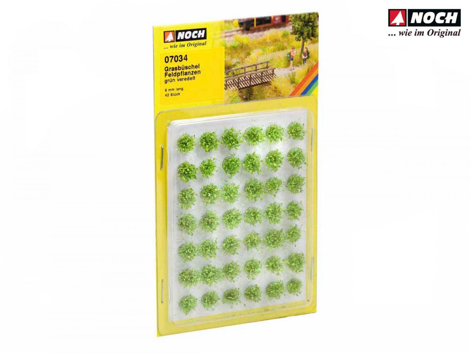 Feldpflanzen grün veredelt Noch HO 07034-Grasbüschel Mini Set 6 mm 42 Stück,
