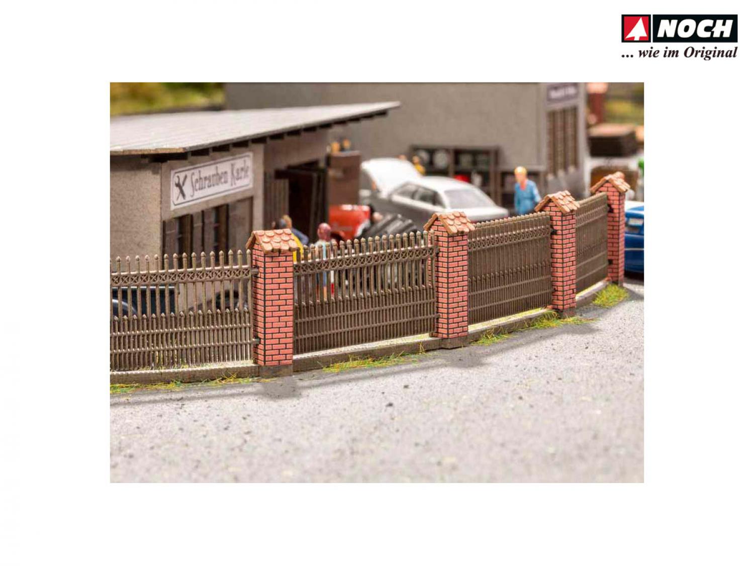 Meises Modelbahncenter - NOCH 14235 Zaun mit gemauerten Säulen (H0)