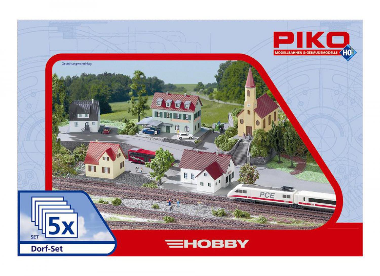 PIKO 61925 Dorf-Set (5 teilig) H0-Bausatz