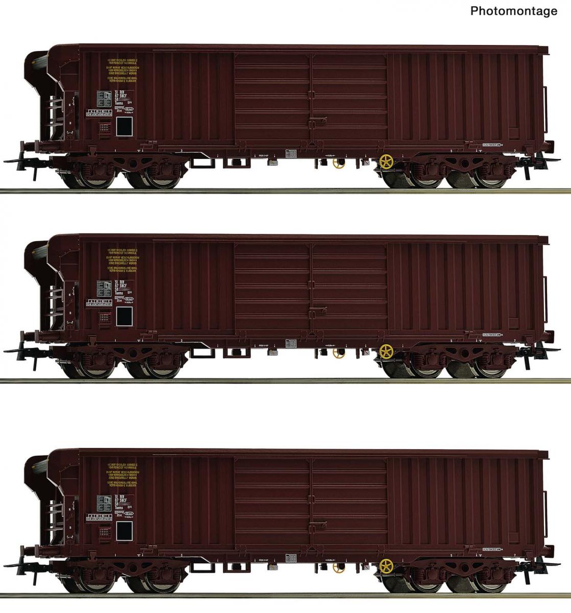Roco 6600285 3er Set Rolldachwagen SNCF