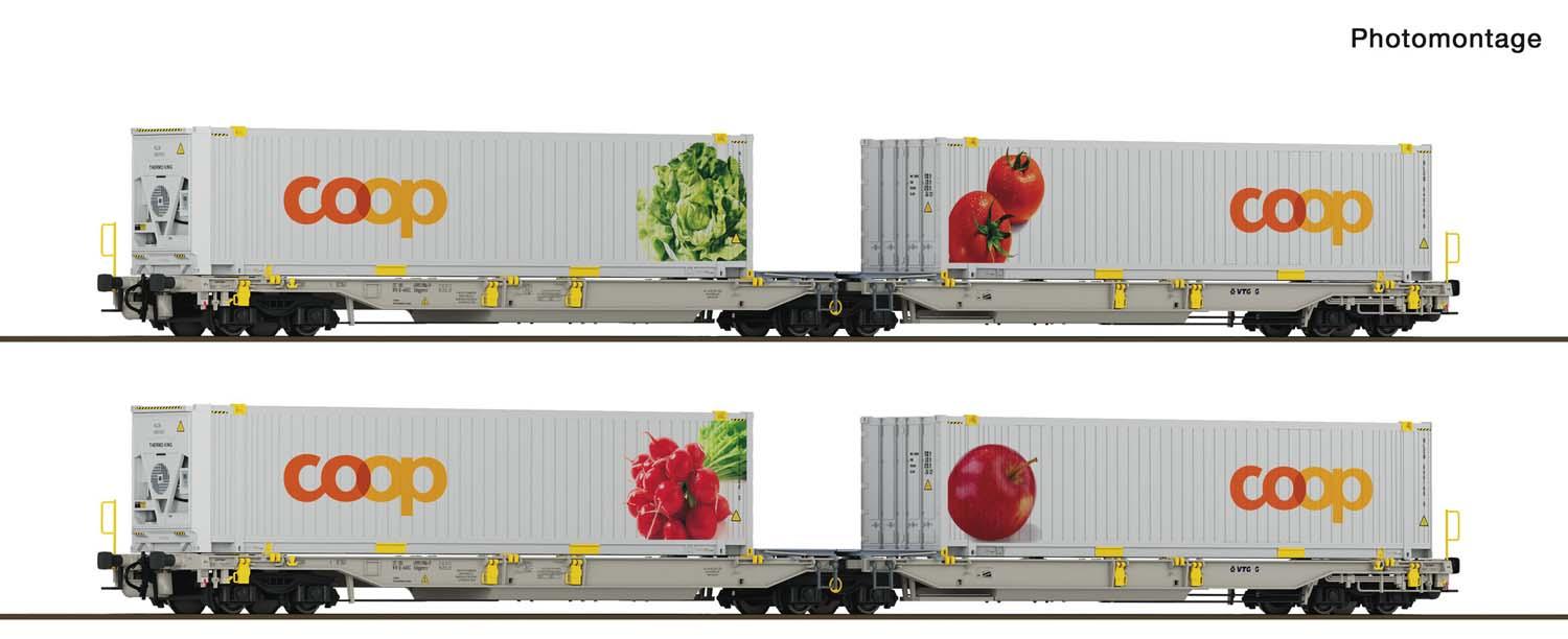 Roco 6600322 2er Set Doppeltaschenwagen Coop #1