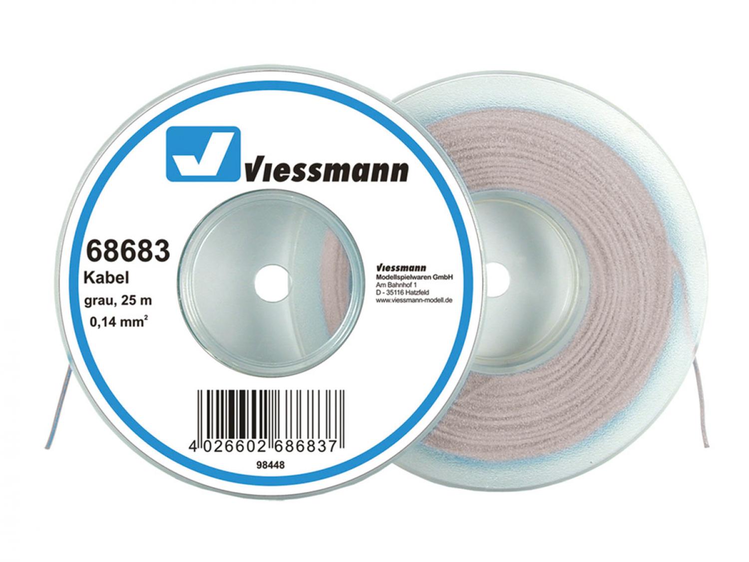 Viessmann 68683 Kabel 25 m, 0,14 mm², grau