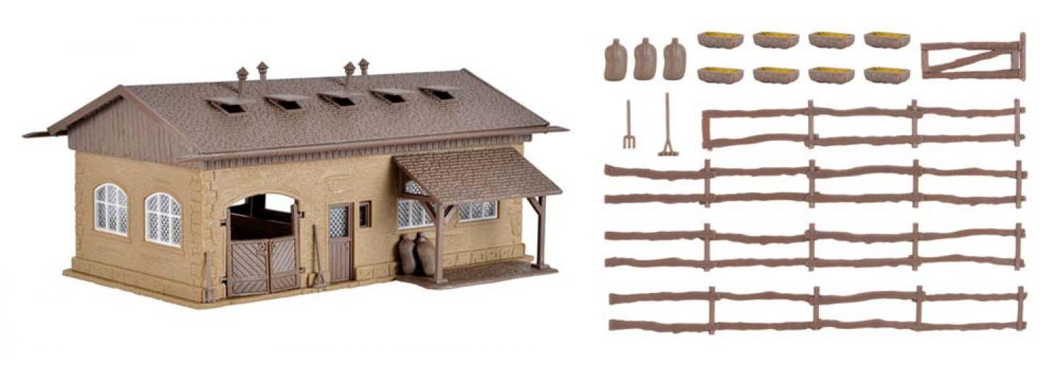 Vollmer 43740 H0 Schweinestall mit Schweine
