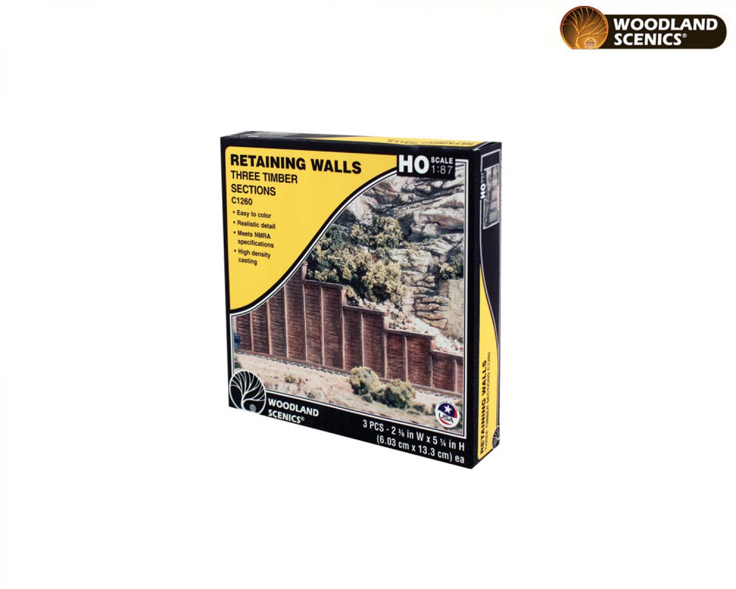 Woodland WC1260 HO Timber Retaining Wall (x3)