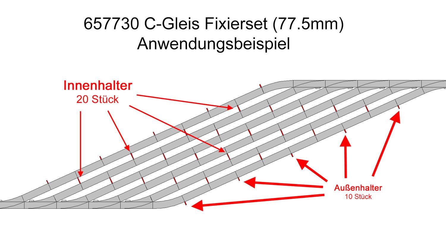 657730 C-Gleis Fixierungs-Set #1 für 77,5 mm