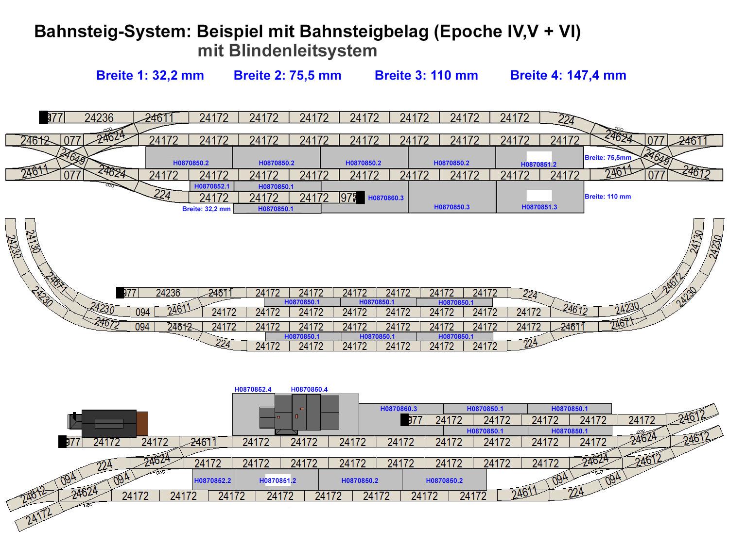 H0870851.2 Bahnsteigbelag, m. Öffn., 75,2mm, Ep. V+VI
