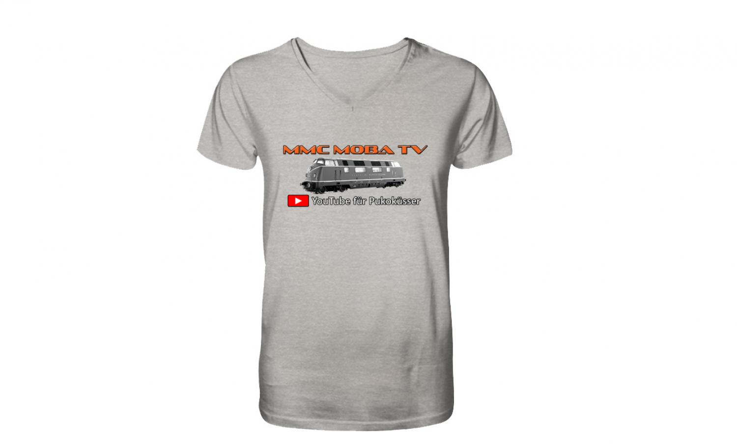 Organic V-Neck Shirt "MMC MoBa TV" Grey, Größe L