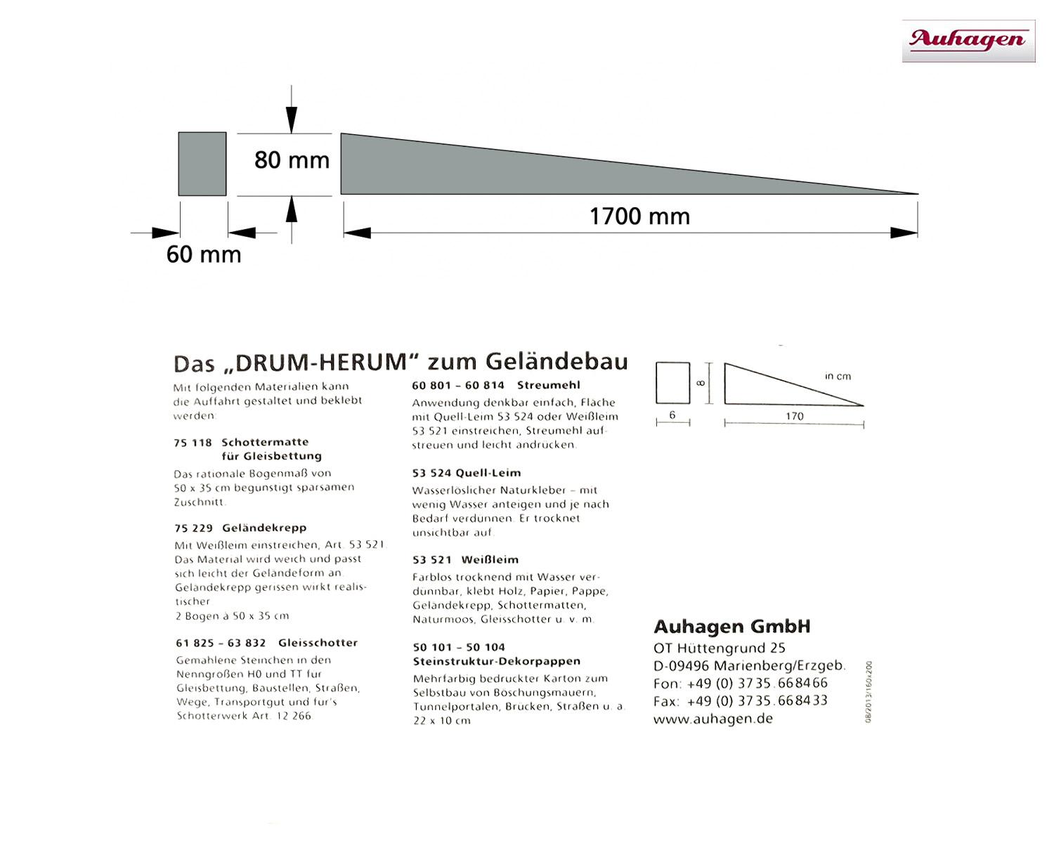 Auhagen 41198 Bahndammauffahrt H0