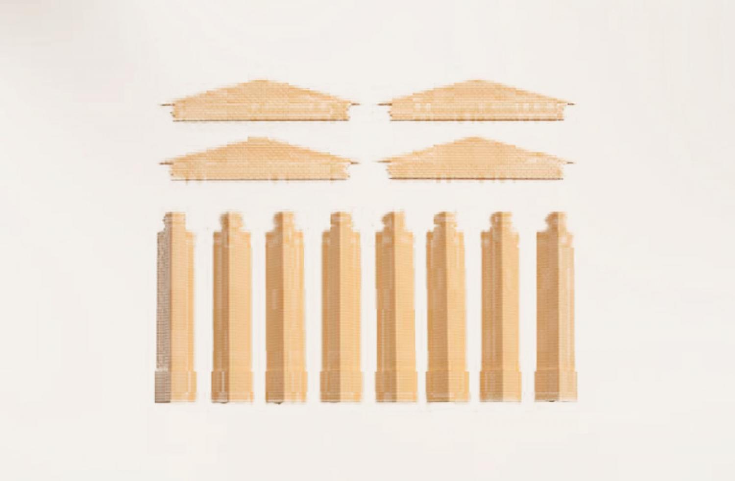 Auhagen 80413 Giebel klein und Ecksäulen kurz gelb