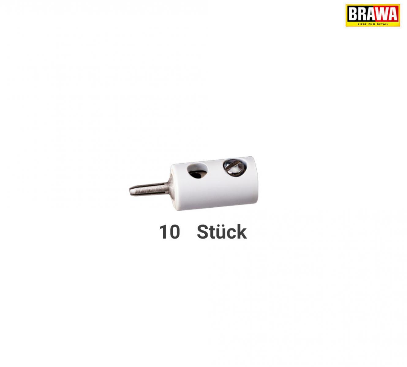 Brawa 3059 Stecker rund, weiss [10 Stück]