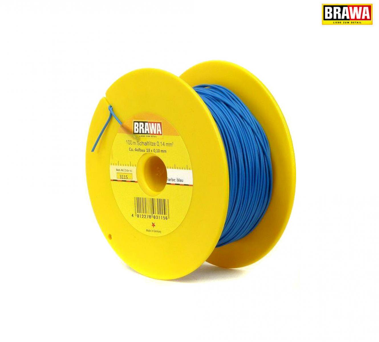 Brawa 3115 Litze 0,14mm² 100m Spule bl