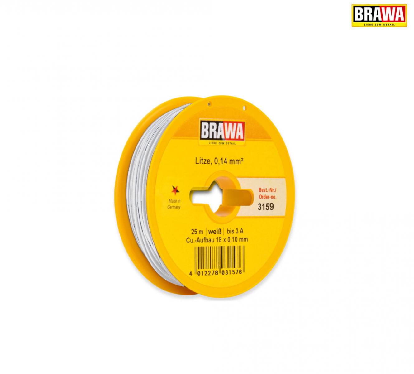 Brawa 3159 Schaltlitze 0,14 mm², 25 m Spule, weiß
