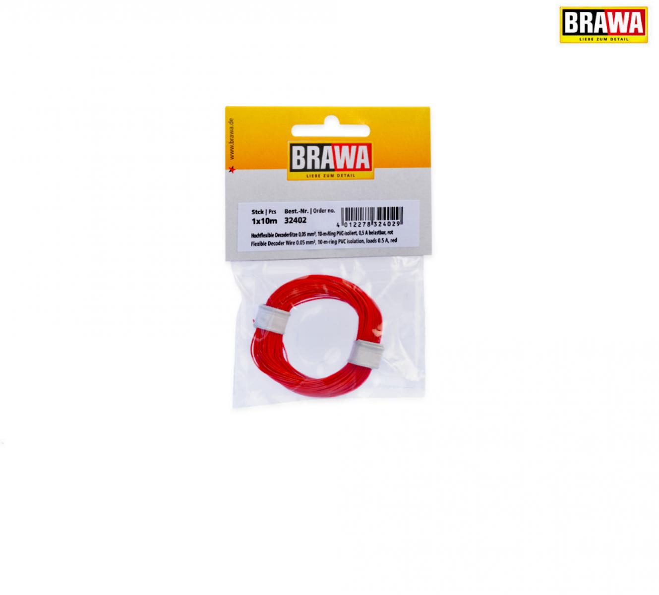 BRAWA 32402 Decoderlitze 0,05mm² 10m rt