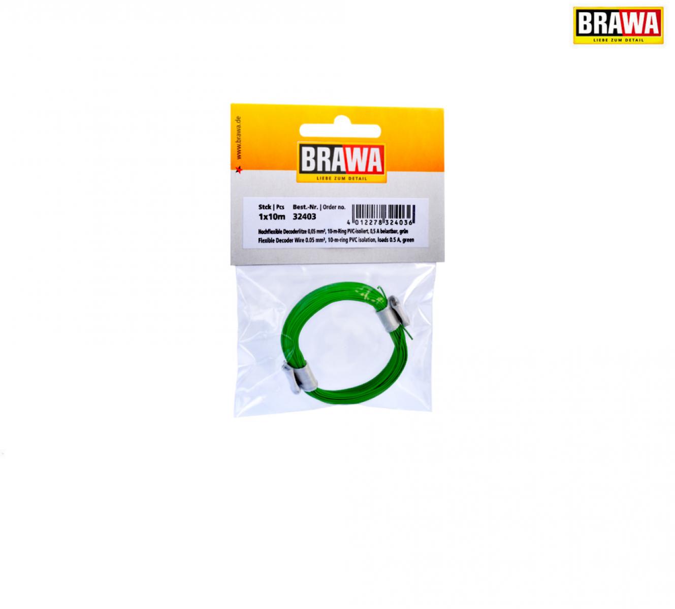BRAWA 32403 Decoderlitze 0,05mm² 10m gn