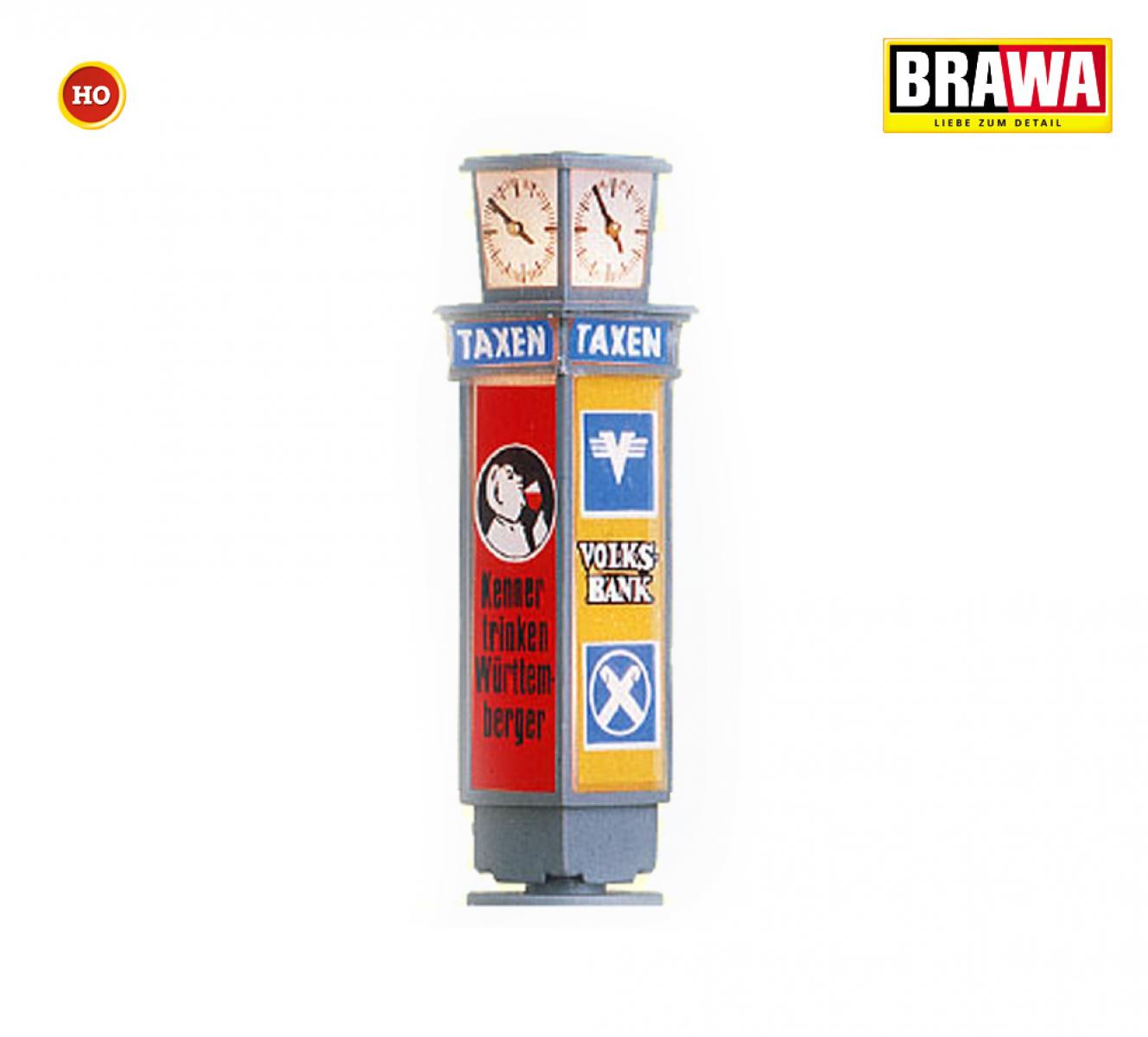 BRAWA 5761 H0 Reklamesäule mit Uhr bel.