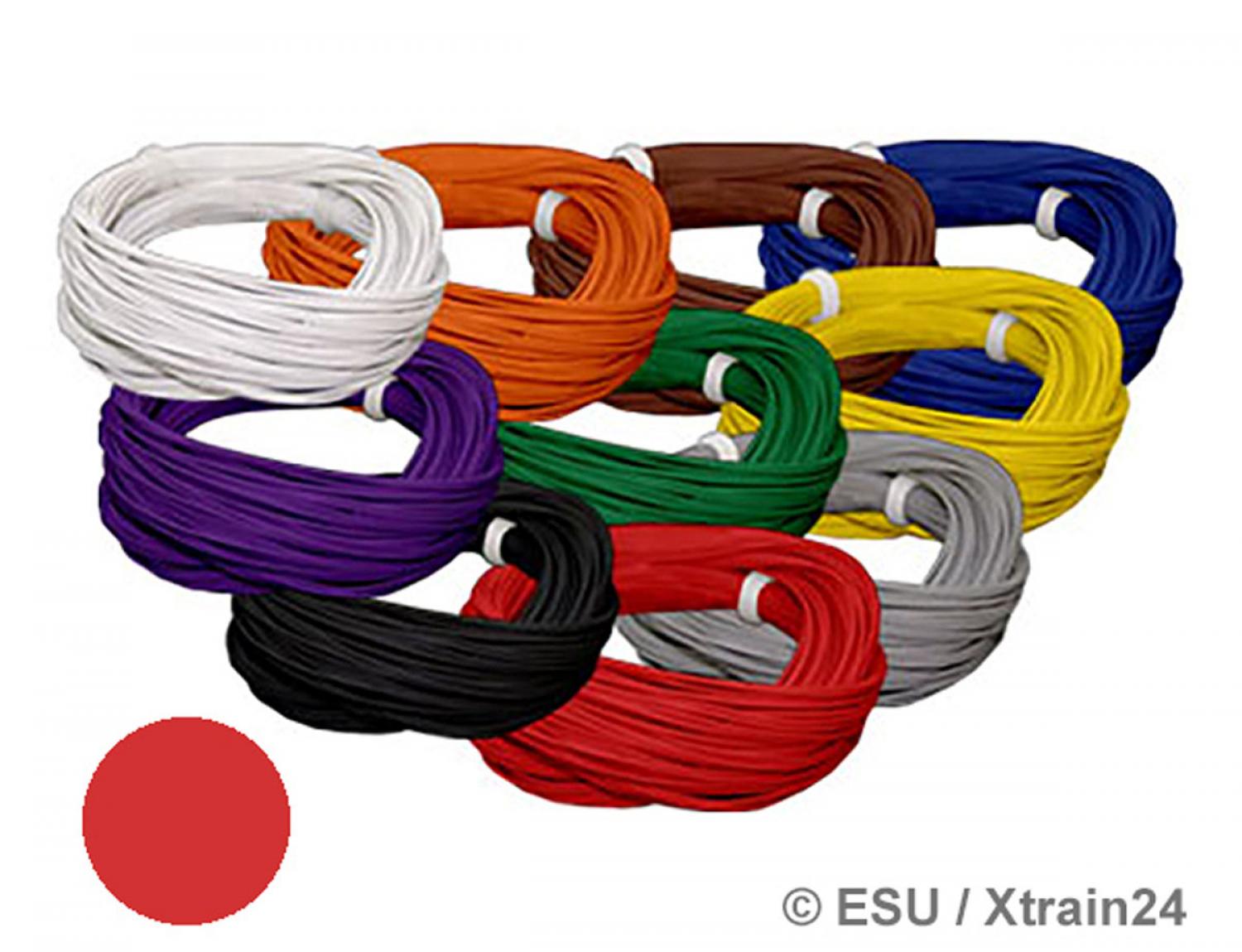 ESU 51943 Hochflexibles Kabel, 0.5mm, 10m, rot