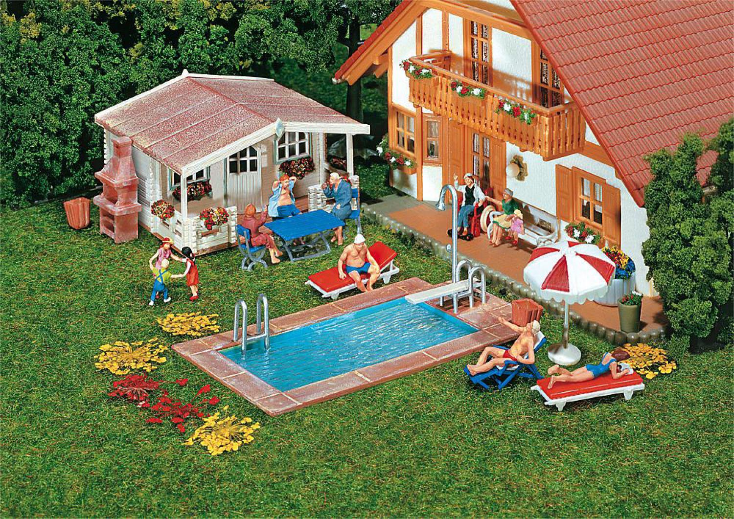 Faller 180542 Swimming-Pool und Gartenhaus