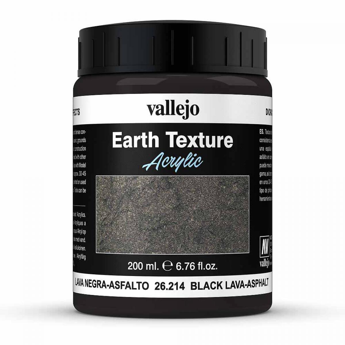 Vallejo 726214 Schwarze Lava, Asphalt, 200 ml
