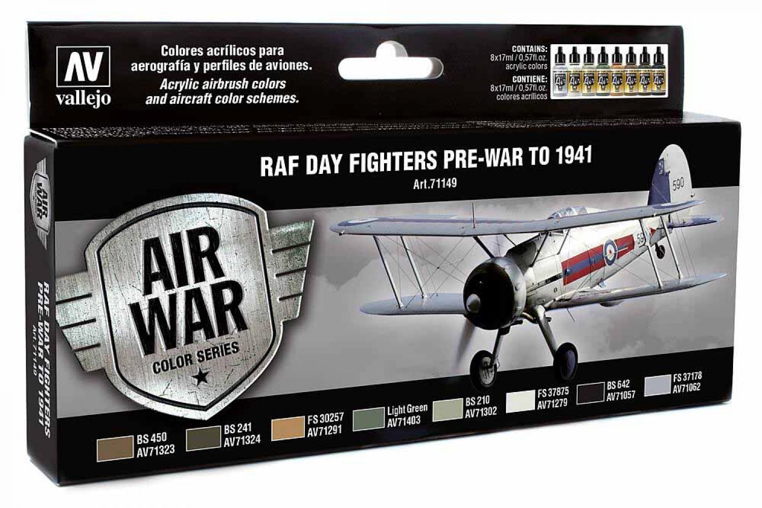 Vallejo 771149 Farb-Set RAF Tagjäger, 8 x 17 ml