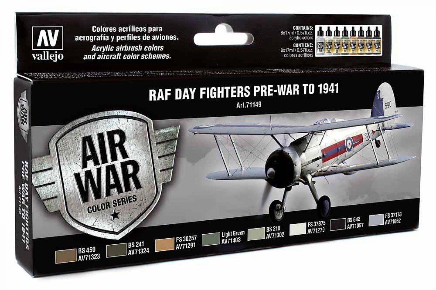 Vallejo 771149 Farb-Set RAF Tagjäger, 8 x 17