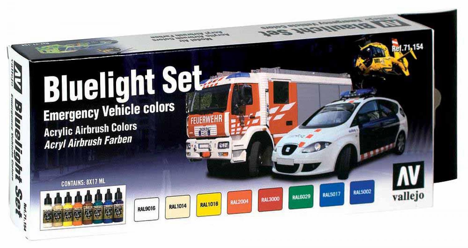 Vallejo 771154 Farb-Set, Blaulicht-Set, 8 x 17 ml
