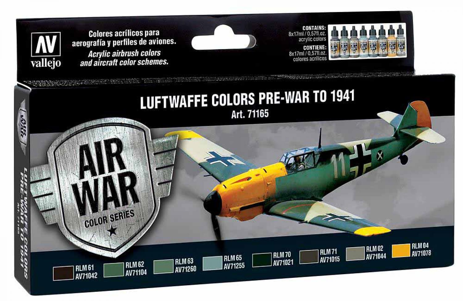 Vallejo 771165 Farb-Set, Luftwaffe, Vorkriegszeit bis 1941