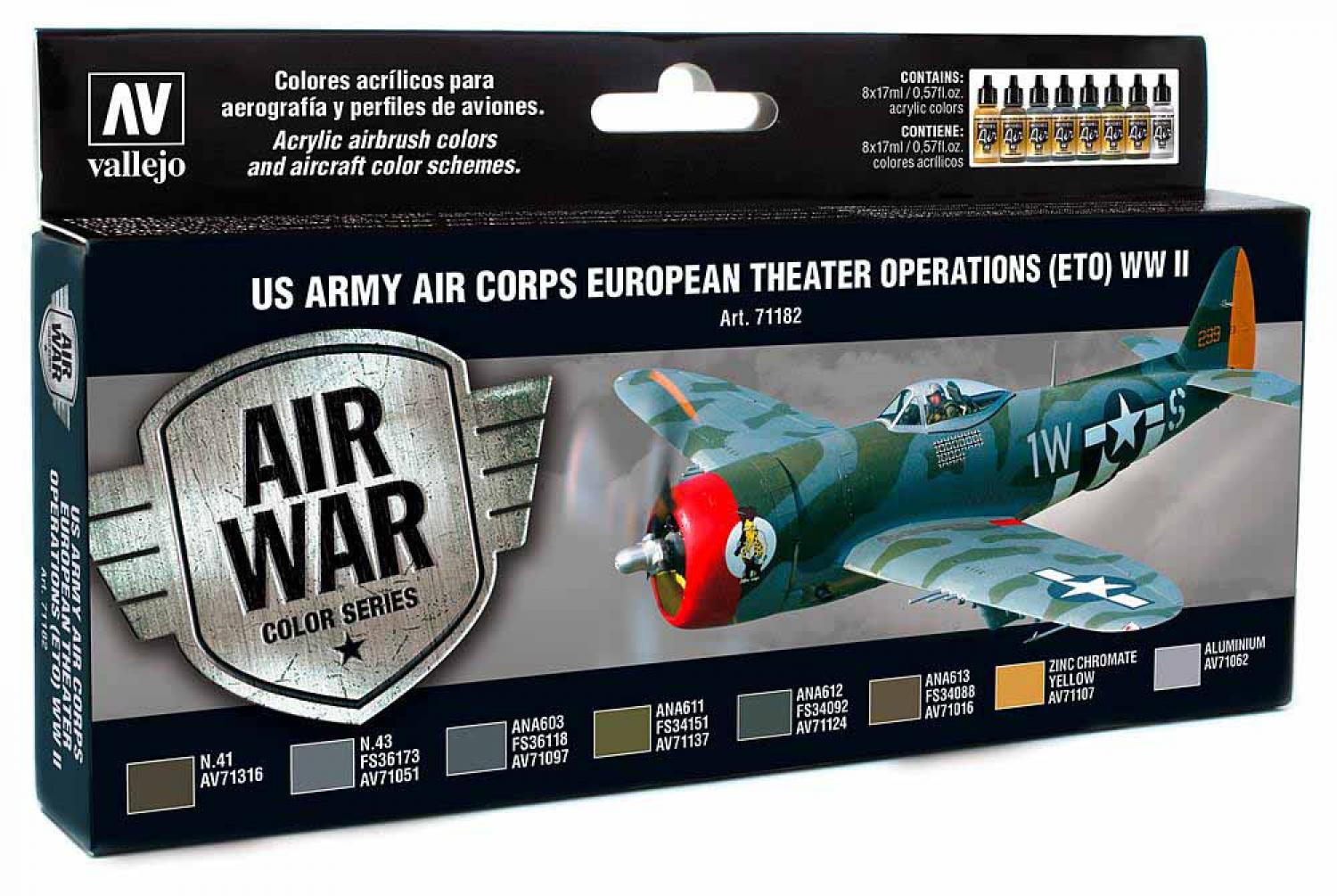 Vallejo 771182 Farb-Set, USA Flugzeuge WWII, ETO-Operation