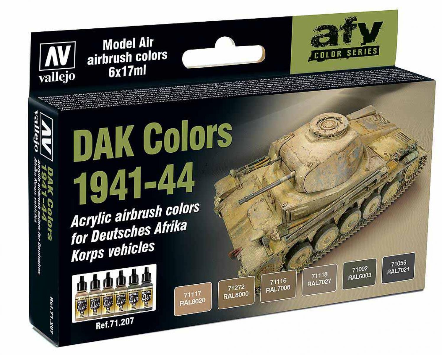Vallejo 771207 Farb-Set, Deutsches Afrika Korps, 6 x 17 ml