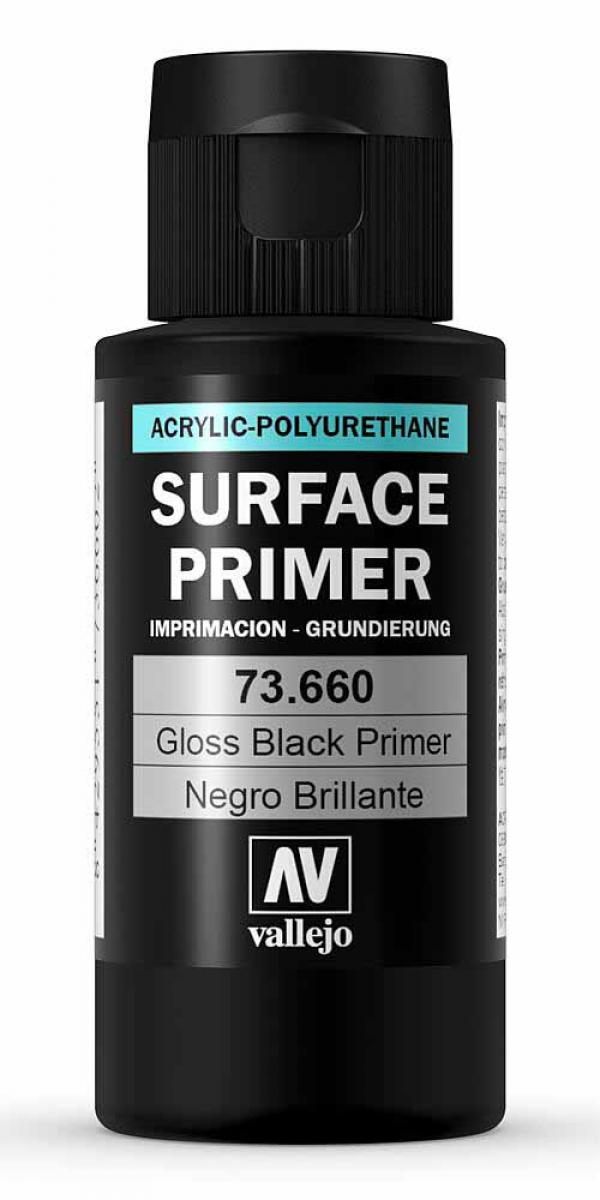 Vallejo 773660 Grundierung, schwarz, glänzend, 60 ml
