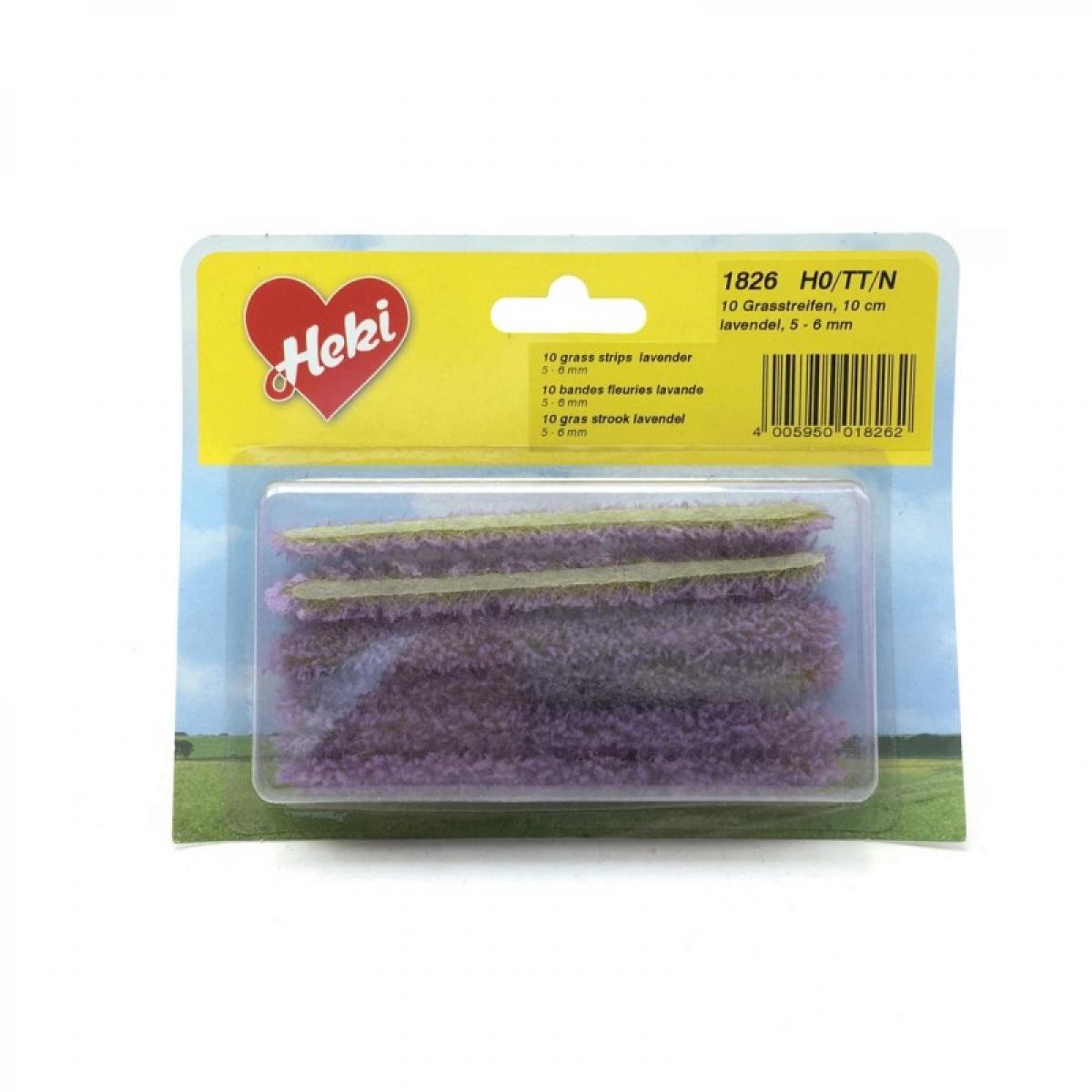 Heki 1826 10 Grasstreifen lavendel, 100 mm lang, 5-6 mm hoch