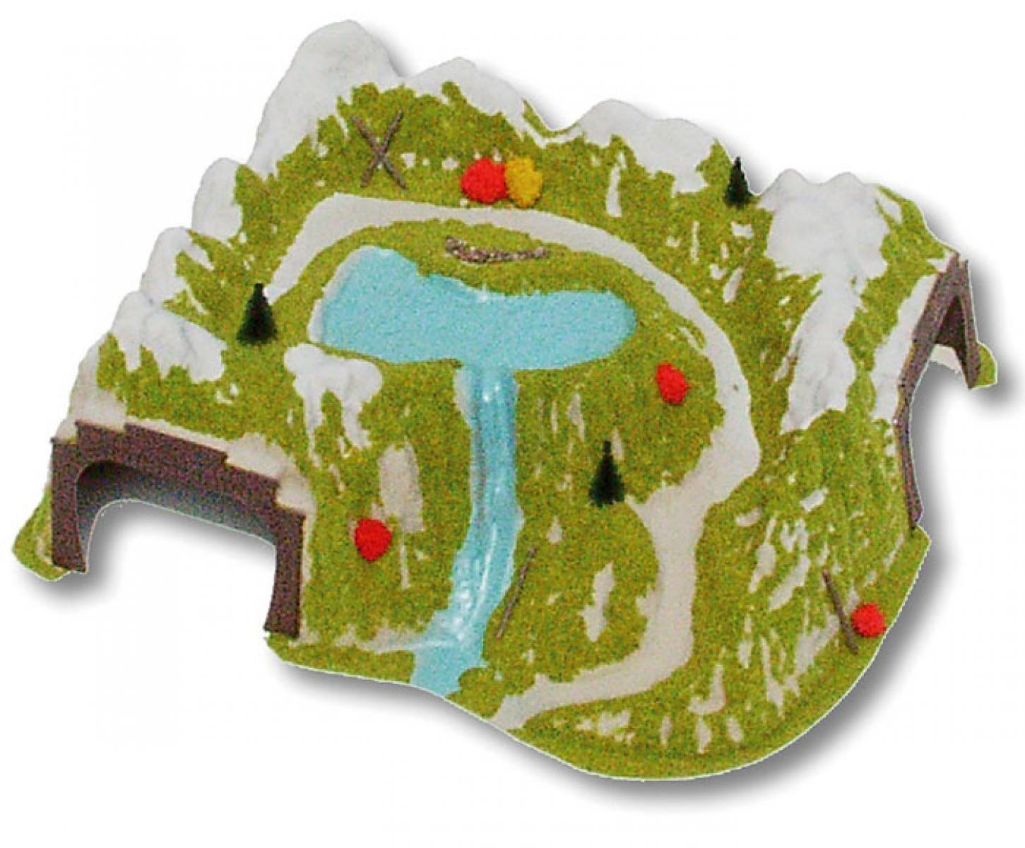 HEKI 5047 Ecktunnel mit See zweigleisig H0