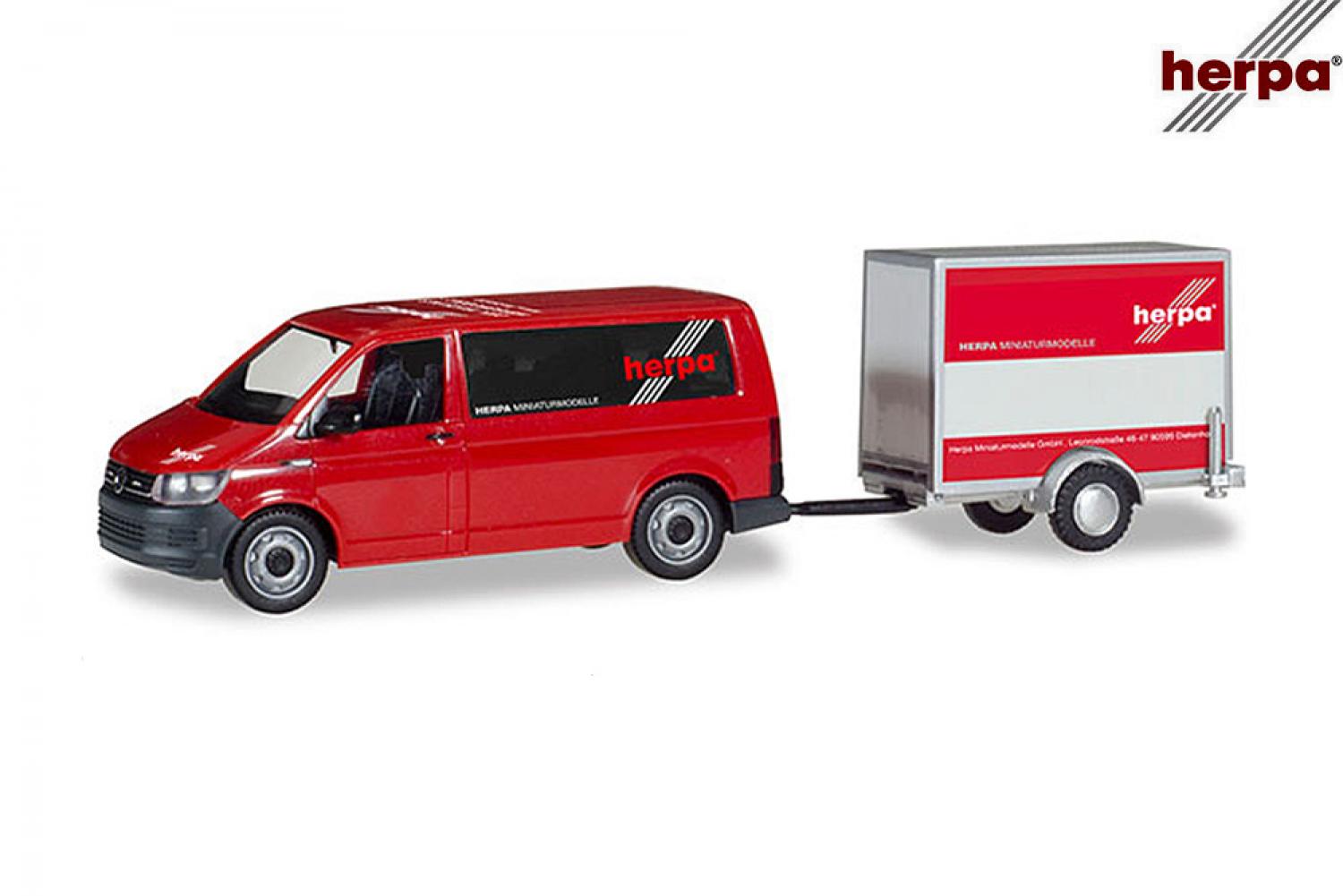 Herpa 094290 VW T6 Bus mit Kofferanhänger"