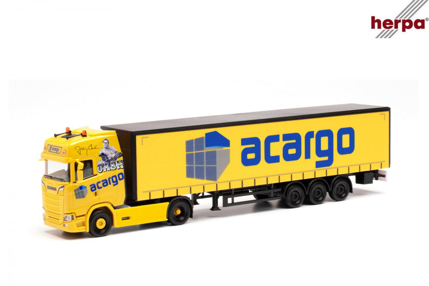 Herpa 314763 H0 Scania CS 20 GaPl-SZ "acargo/Johnny Cash"