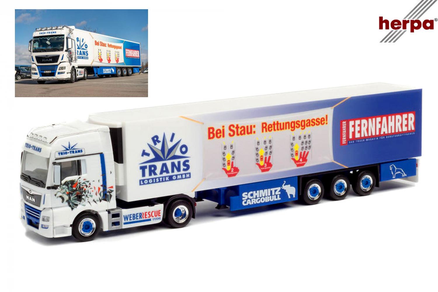 Herpa 940863 MAN TGX XXL Kühlk.-Sattelzug "Trio Trans"
