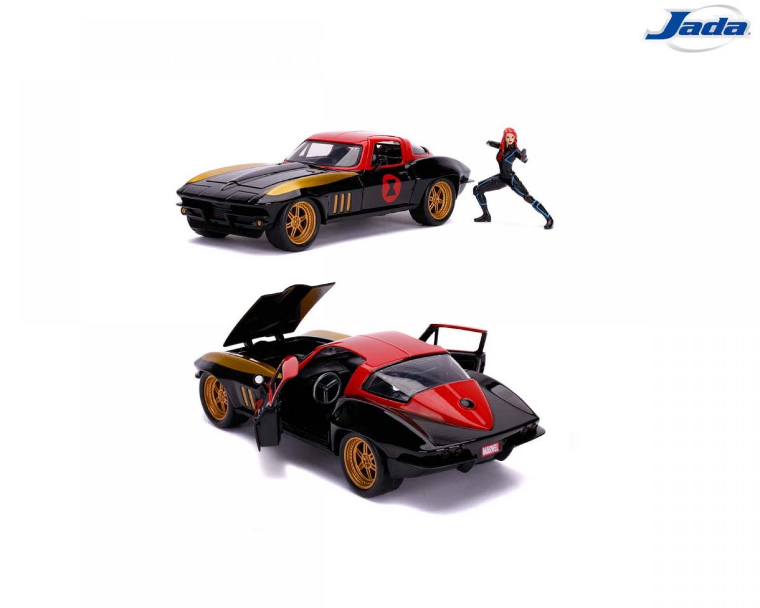 Jada 253225014 Black Widow 1966 Chevy Corvette, 1:24